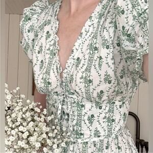 Hill House Green Floral Midi Dress